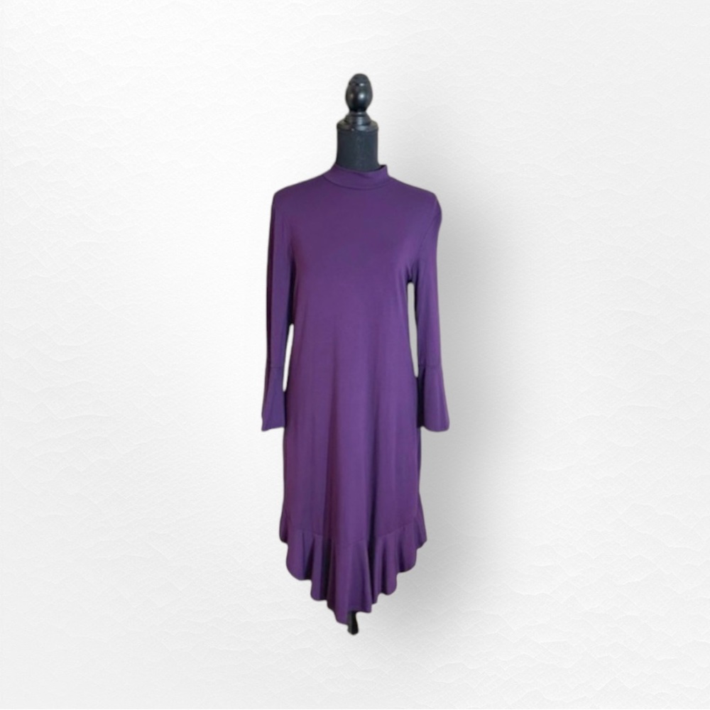 NWT Cupio Bell Sleeve Turtleneck Dress in Purple/Rich Violet